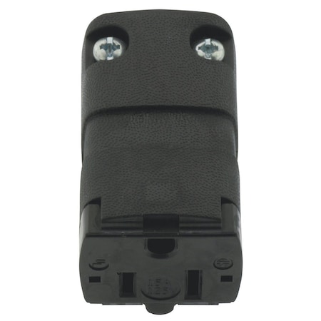 Bryant Straight Blade Connector, 5-15R, 15 A, 125V AC, 2 Pole, 3 Wire, Spring Clamp Terminals, Black 5969VBK
